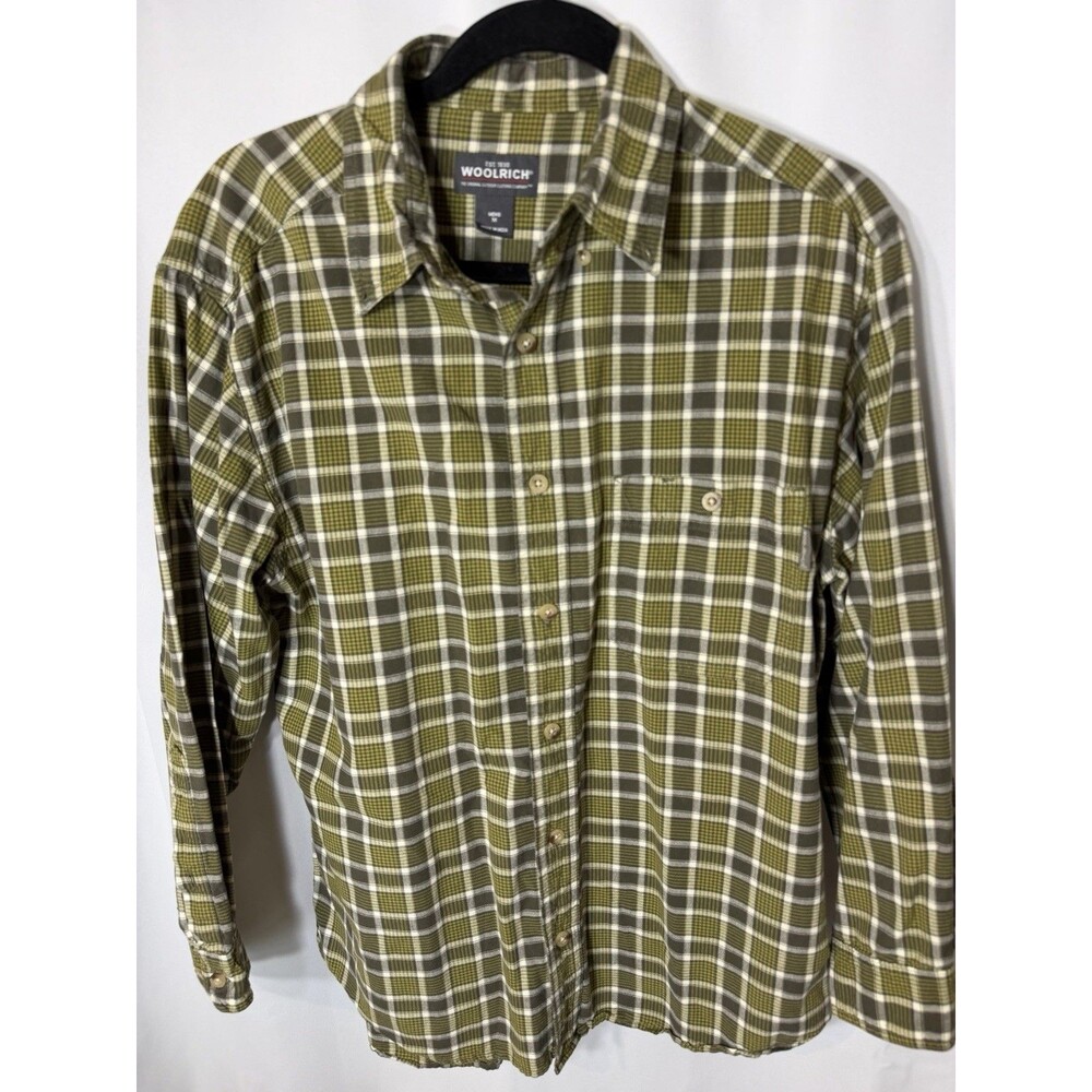 Woolrich Mens Medium Plaid Long Sleeve Button Up Shirt Classic Outdoor Style